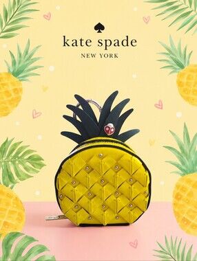 Kate Spade Picnic Pineapple Coin Purse Keychain